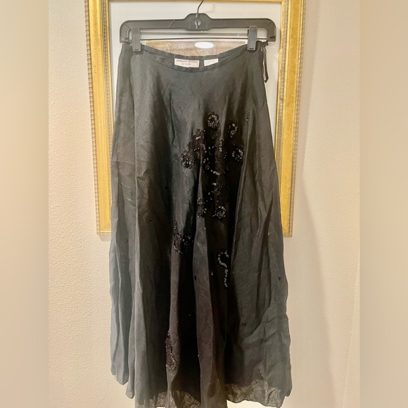 Armand Ventilo Collection black linen skirt - Picture 1 of 4